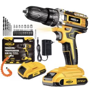 Furadiera e Parafusadeira 21V com Impacto + Kit Completo
